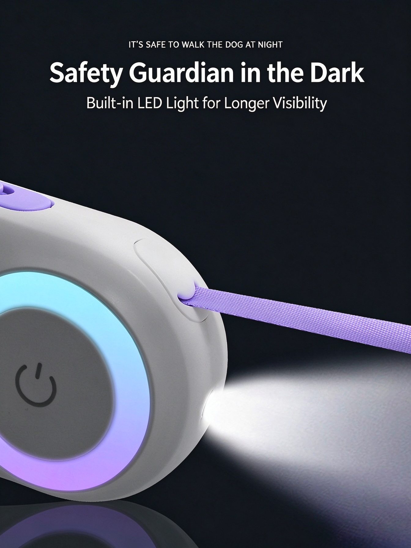 LED dog leash – handle and lock detail