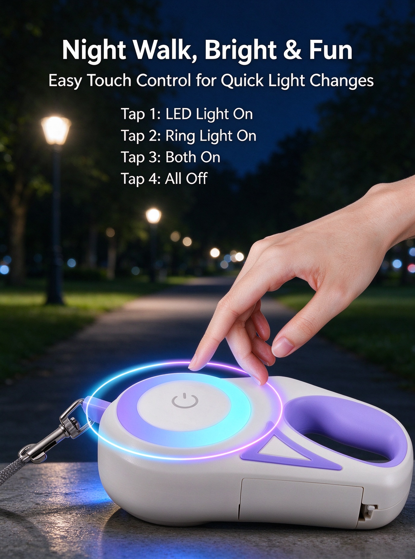 Night-safe LED visibility for evening walks